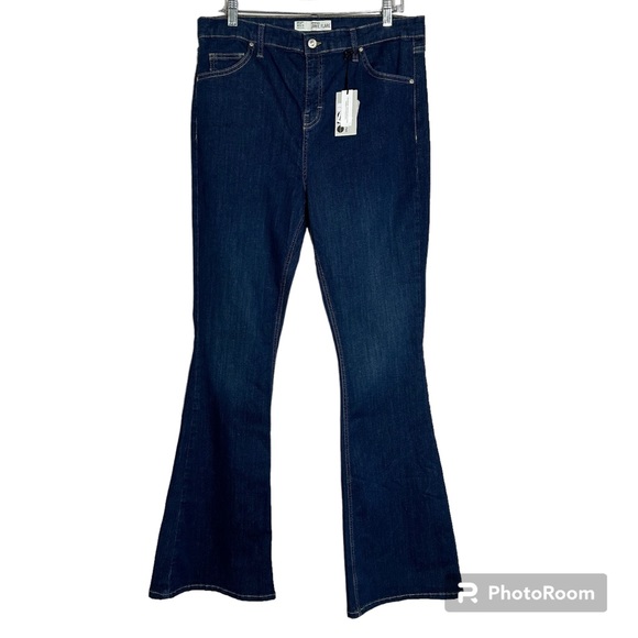 Topshop Denim - TOPSHOP MOTTO Jamie Flare High Waist Stretch Blue Jeans